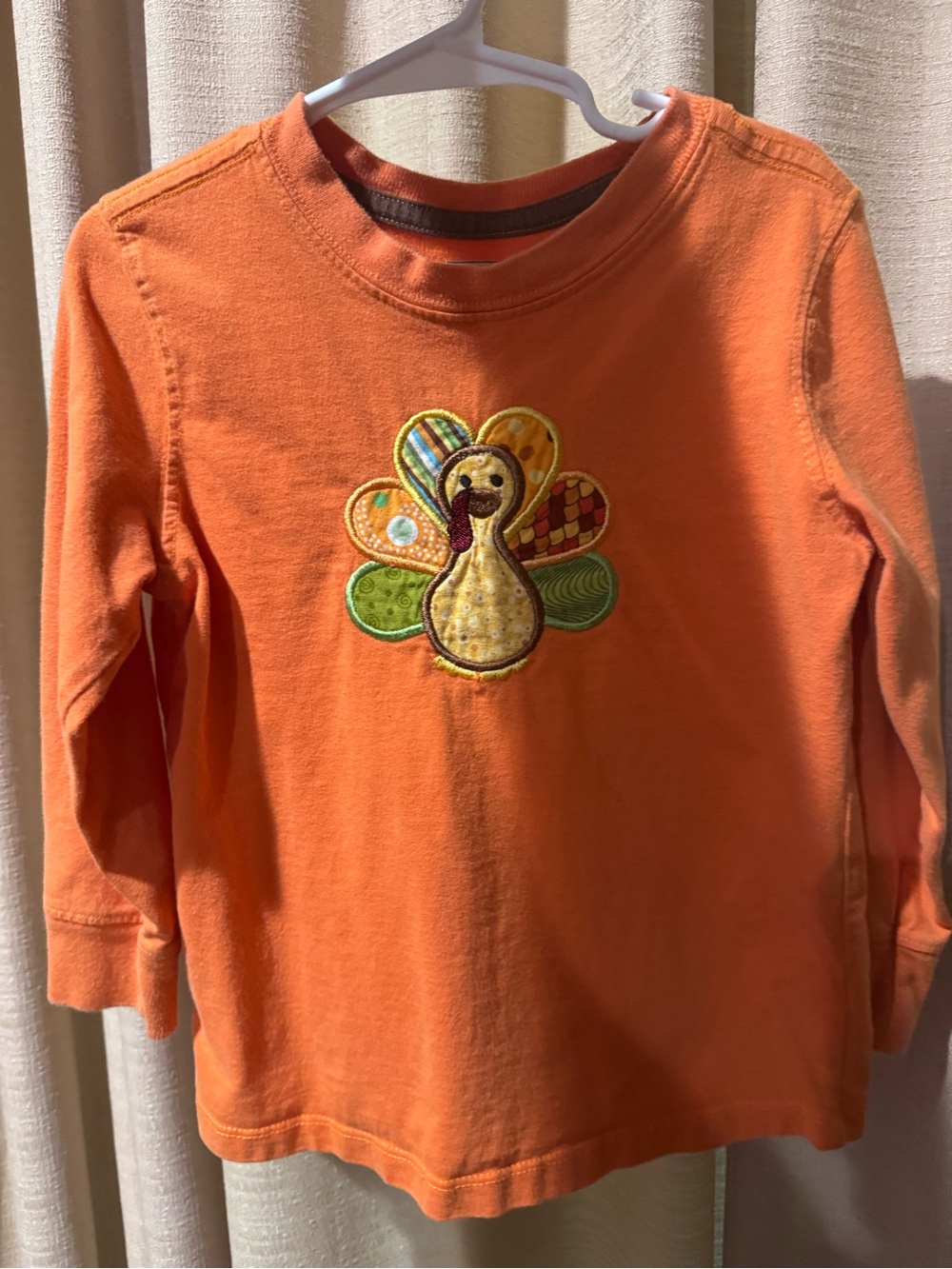 Old Navy Orange Long-Sleeve Shirt with Turkey Appliqué